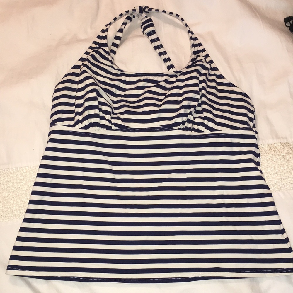 Lands End Striped Navy Tankini Top